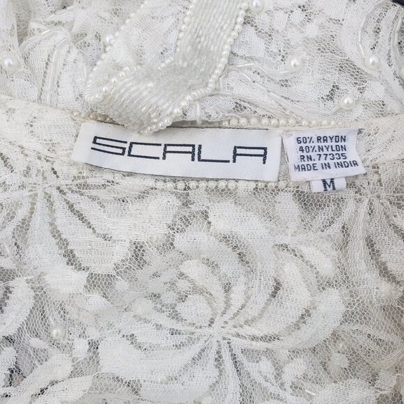 Vintage Scala Beaded Dress & Jacket Ivory Lace Sheath Short M/L - Picture 14 of 15